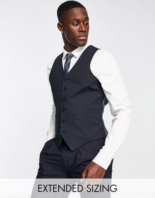 Noak 'Camden' slim premium fabric suit vest in navy with stretch