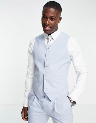 Noak 'Camden' super skinny premium fabric vest in light blue with stretch