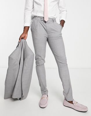 Noak premium wool-rich skinny suit pants in ice gray