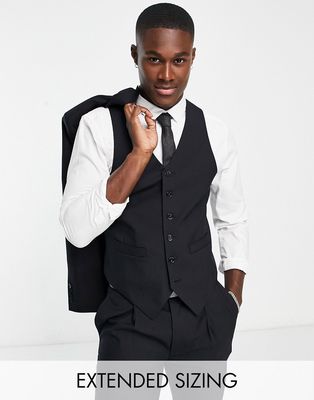 Noak premium wool-rich skinny suit vest in black