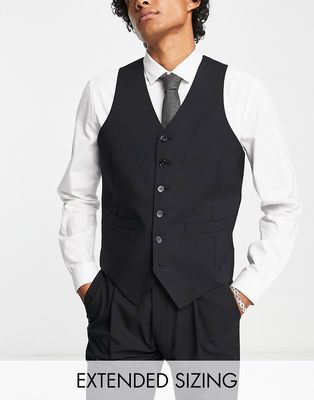 Noak premium wool-rich slim suit vest in black