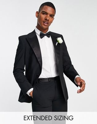 Noak skinny premium fabric tuxedo suit jacket in black with stretch