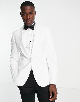 Noak skinny tuxedo suit jacket in white