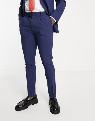 Noak skinny wool-rich suit pants in navy puppytooth check