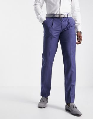 Noak slim suit pants in blue pure merino wool melange