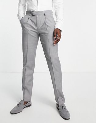 Noak slim suit pants in ice gray Super-120s fine pure wool melange