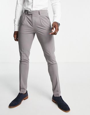 Noak 'Tower Hill' skinny suit pants in gray worsted wool blend with stretch