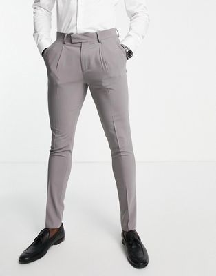 Noak 'Tower Hill' super skinny suit pants in gray worsted wool blend with four way stretch