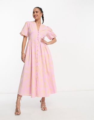 Nobody's Child Collective Starlight embroidered midi dress in pink