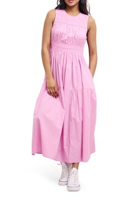 Nobody's Child Elora Shirred Organic Cotton Dress in Pink