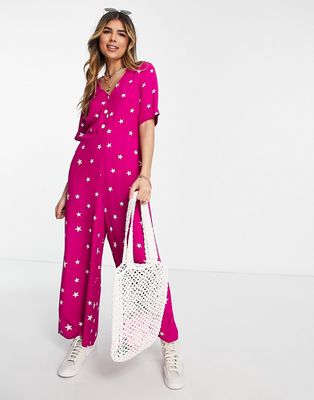 Nobody's Child Sharona star print jumpsuit in pink