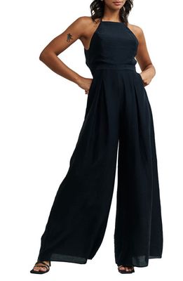 Nobody's Child Tess Halter Neck Wide Leg Jumpsuit in Black