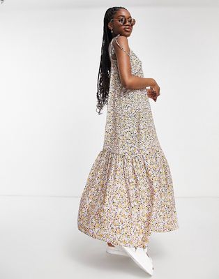Nobody's Child Topaz tie shoulder maxi dress in ditsy floral-Multi