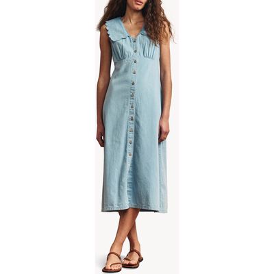 Nobody's Child Wylde Button Front Organic Cotton Maxi Dress in Blue 