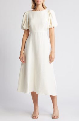 Nobody's Child Zora Puff Sleeve Midi Dress in Cream