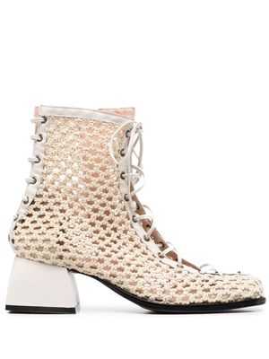 Nodaleto 60mm crochet lace-up boots - Neutrals