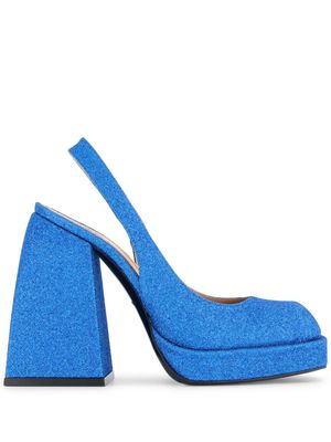 Nodaleto square-toe block heel pumps - Blue