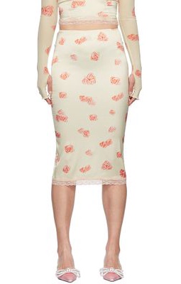 Nodress Off-White Polyester Midi Skirt