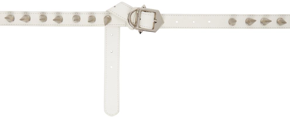 Nodress White Leather Rivet Belt