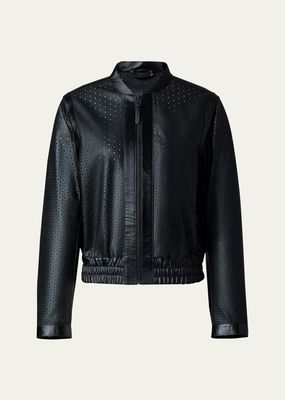 Noelia Perforated Leather Bomber Jacket