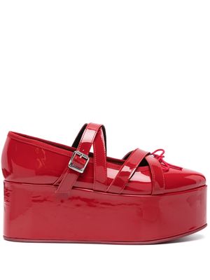 Noir Kei Ninomiya 60mm patent-leather platform ballerina shoes - Red