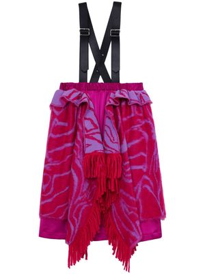Noir Kei Ninomiya asymmetric fringe-detail skirt - Pink