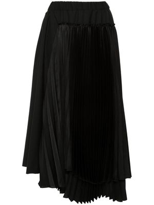 Noir Kei Ninomiya asymmetric pleated midi skirt - Black