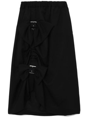 Noir Kei Ninomiya bow-detail wool midi skirt - Black