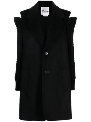 Noir Kei Ninomiya cold-shoulder single-breasted coat - Black