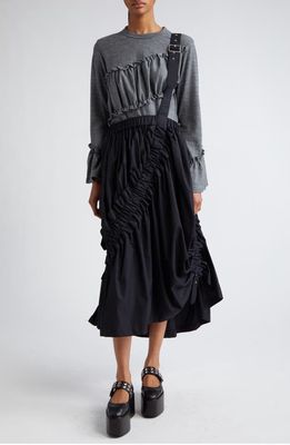 Noir Kei Ninomiya Cotton Broadcloth Suspender Skirt in Black