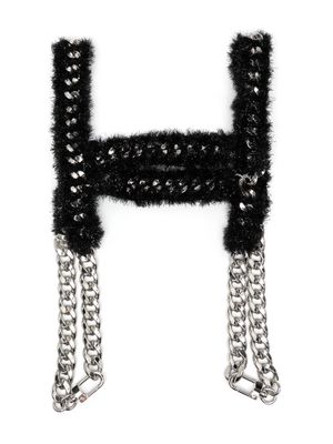 Noir Kei Ninomiya curb-chain appliqué-detail harness top - Black