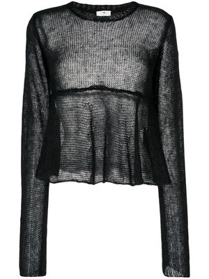 Noir Kei Ninomiya flared-hem open-knit jumper - Black