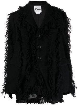 Noir Kei Ninomiya fringe-detailing wool-blend blazer - Black