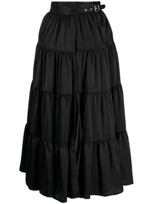 Noir Kei Ninomiya gathered-detail buckled midi skirt - Black
