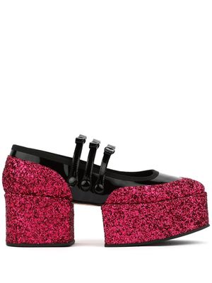 Noir Kei Ninomiya glitter-embellished loafers - Black
