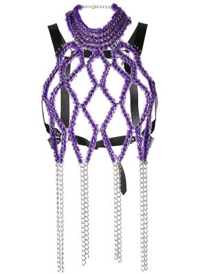 Noir Kei Ninomiya knitted cable-link harness vest - Purple