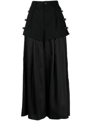 Noir Kei Ninomiya layered-effect wool palazzo pants - Black