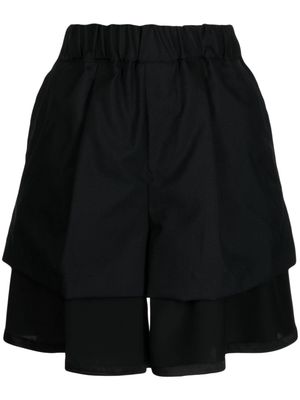 Noir Kei Ninomiya layered wool shorts - Black