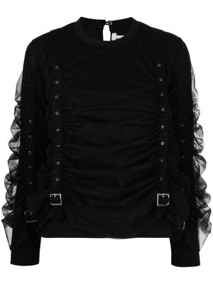 Noir Kei Ninomiya panelled buckled cotton blouse - Black