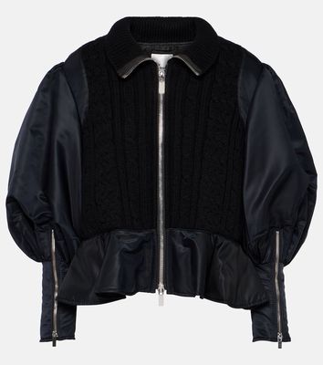 Noir Kei Ninomiya Peplum wool and technical bomber jacket