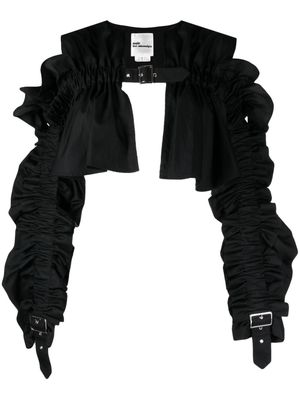 Noir Kei Ninomiya ruched buckle-fastening cotton blouse - Black