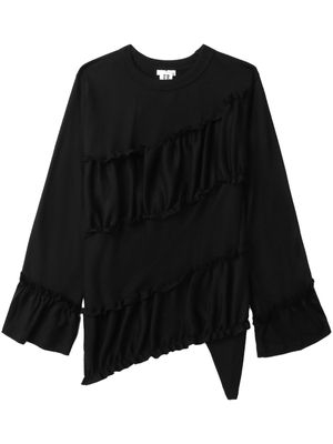 Noir Kei Ninomiya ruffled asymmetric wool sweatshirt - Black