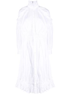 Noir Kei Ninomiya ruffled-trim cotton midi dress - White