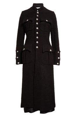 Noir Kei Ninomiya Stand Collar Felted Long Coat in Black