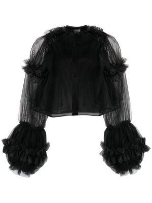 Noir Kei Ninomiya swmi-sheer ruffled blouse - Black