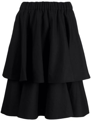 Noir Kei Ninomiya tiered wool midi skirt - Black