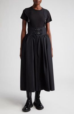 Noir Kei Ninomiya Tropical Wool Apron Dress in Black