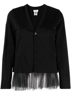 Noir Kei Ninomiya tulle-detail cotton cardigan - Black