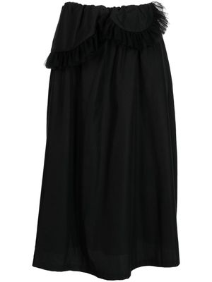 Noir Kei Ninomiya tulle-trim straight skirt - Black