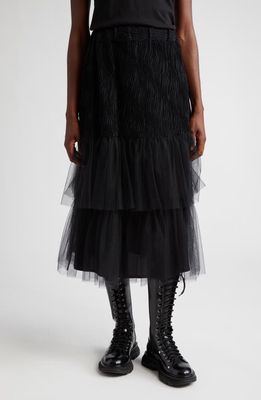 Noir Kei Ninomiya Wave Tweed & Tulle Skirt in Black